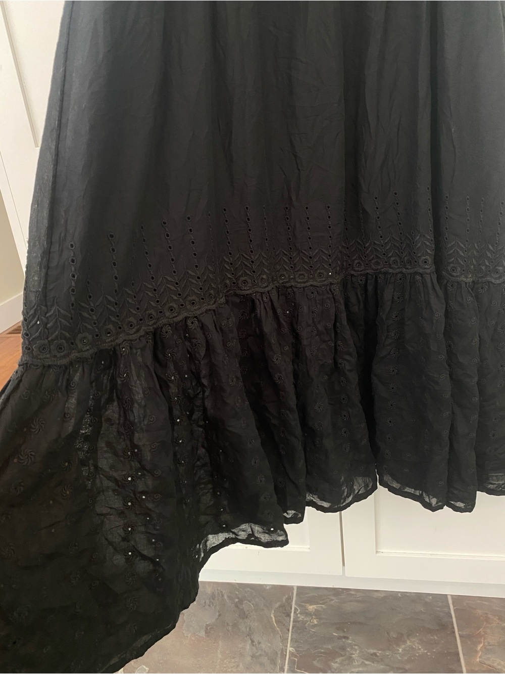 J. Crew Black Sorrento Dress Tiered Ruffled Eyelet Cotton Voile Cami Maxi M 6-8 - Picture 5 of 13